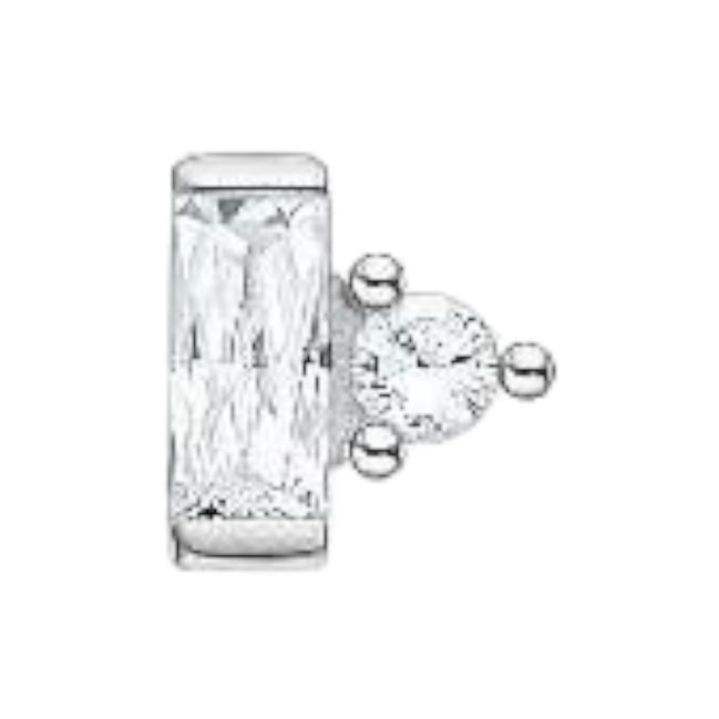 Einzel Ohrstecker Silber Weisser Stein