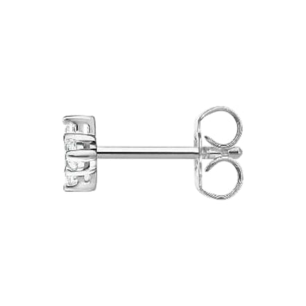 Einzel Ohrstecker Silber Weisser Stein