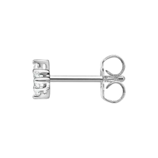 Einzel Ohrstecker Silber Weisser Stein