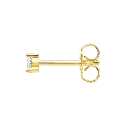 Einzel-Ohrstecker "Stein" Zirkonia weiß, gelbvergoldet