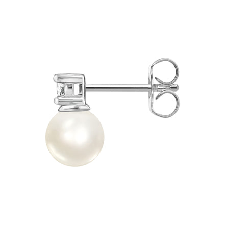 Einzel Ohrstecker "Perle" Silber mit Zirkonia