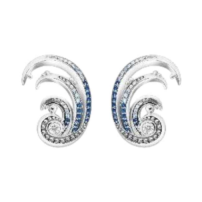 Ohrstecker "Welle" Silber mit Zirkonia
