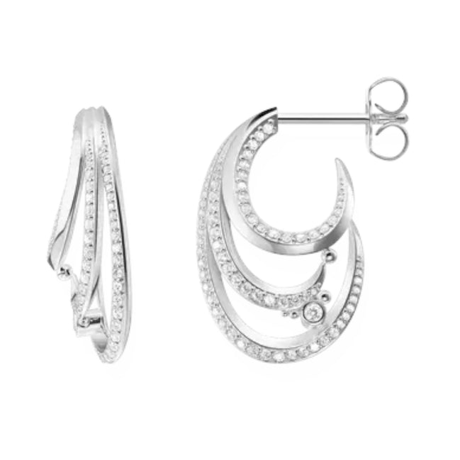 Ohrringe "Welle" Silber mit Zirkonia