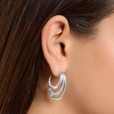 Ohrringe "Welle" Silber mit Zirkonia