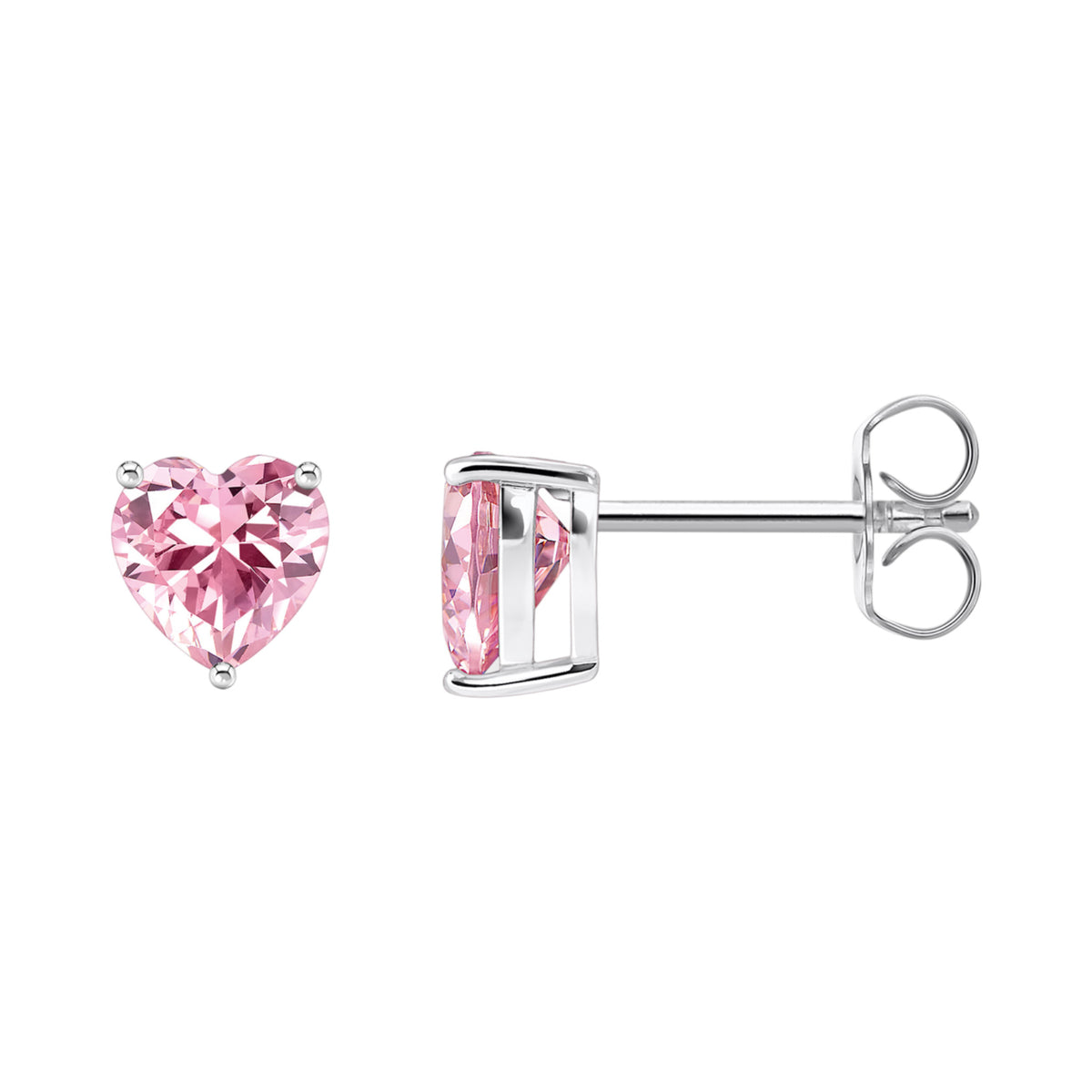 Ohrstecker Herzform Zirkonia pink