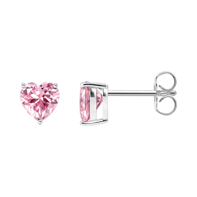 Ohrstecker Herzform Zirkonia pink