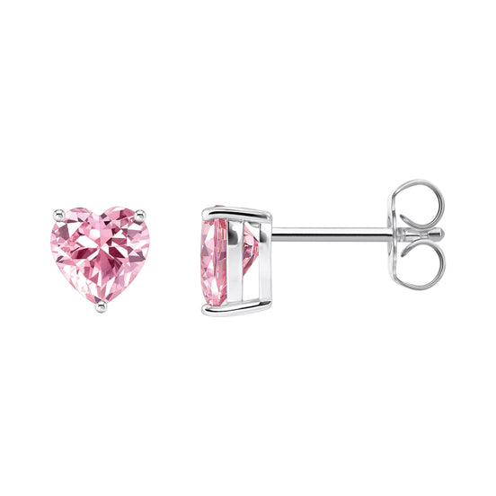 Ohrstecker Herzform Zirkonia pink