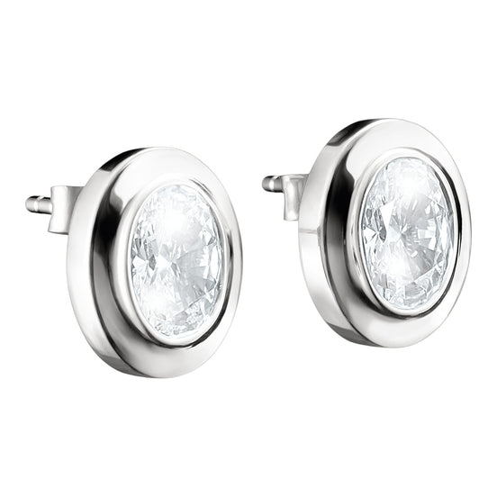 Ohrstecker Zirkonia oval Silber