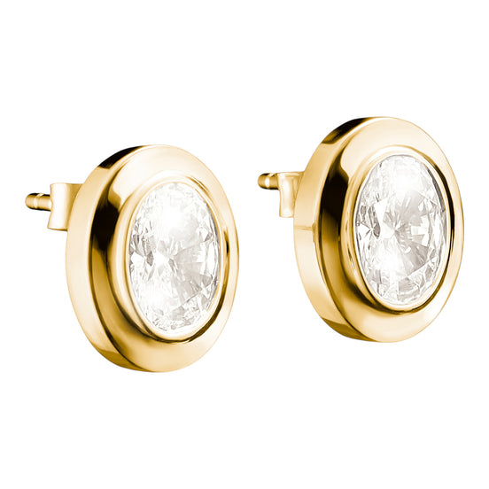 Ohrstecker Zirkonia oval Vergoldet