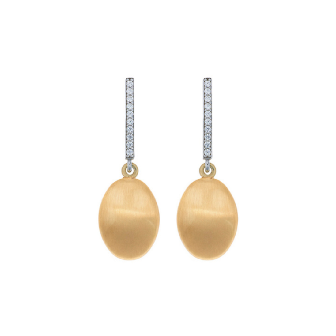 Ohrstecker oval, Pavé-Optik vergoldet