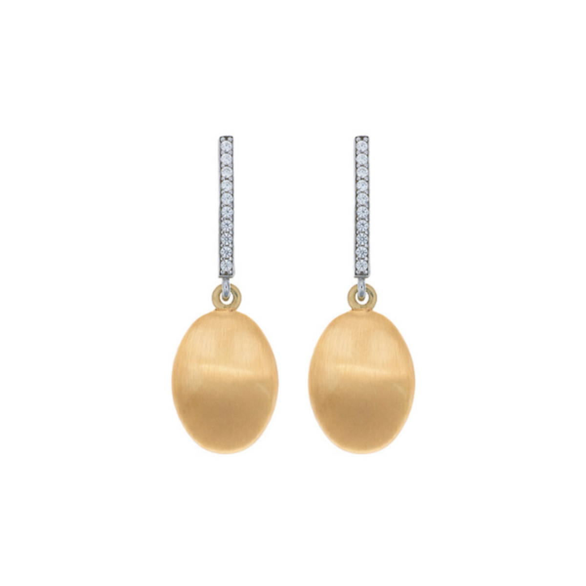 Ohrstecker oval, Pavé-Optik vergoldet