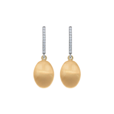 Ohrstecker oval, Pavé-Optik vergoldet