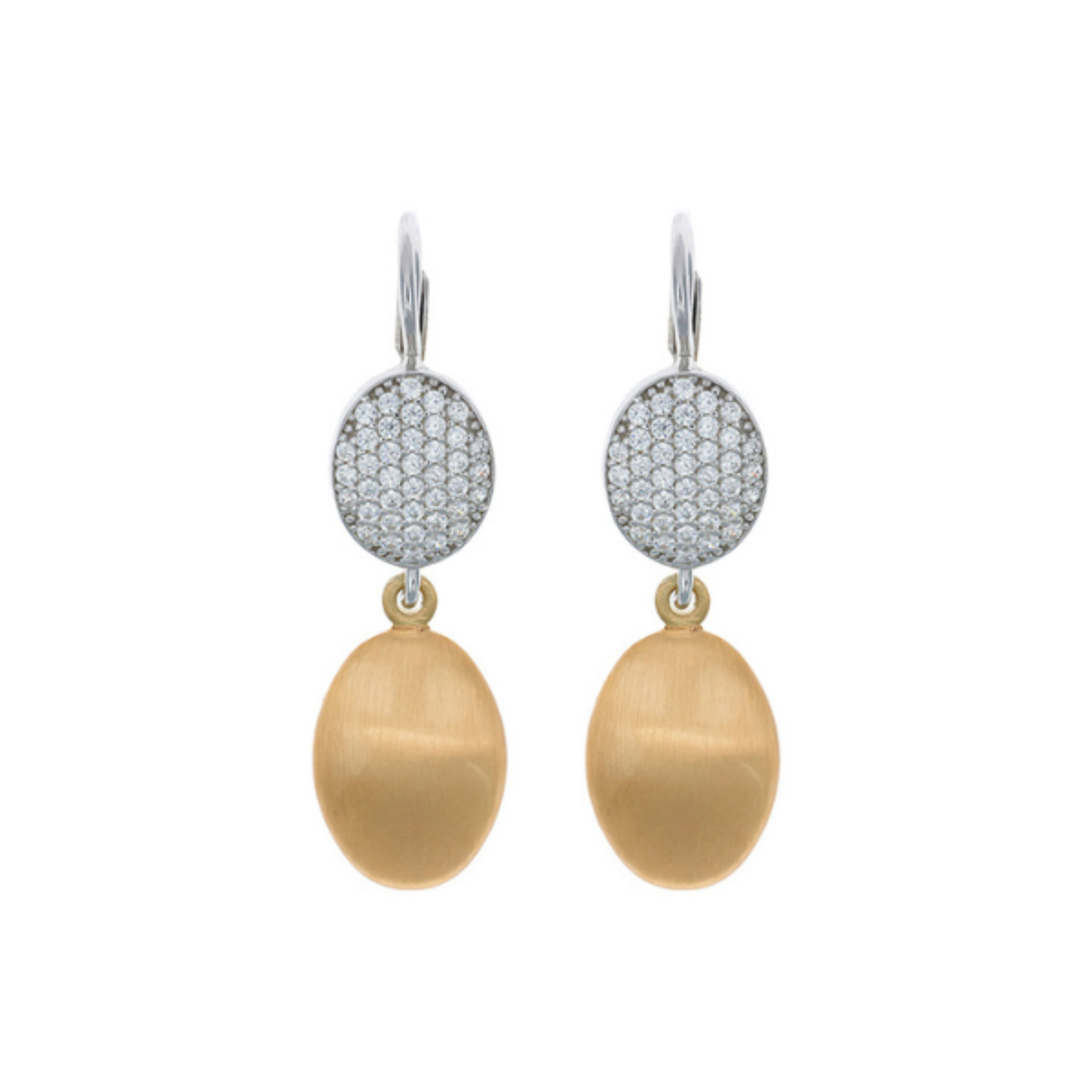 Ohrhänger oval, Pavé-Optik vergoldet