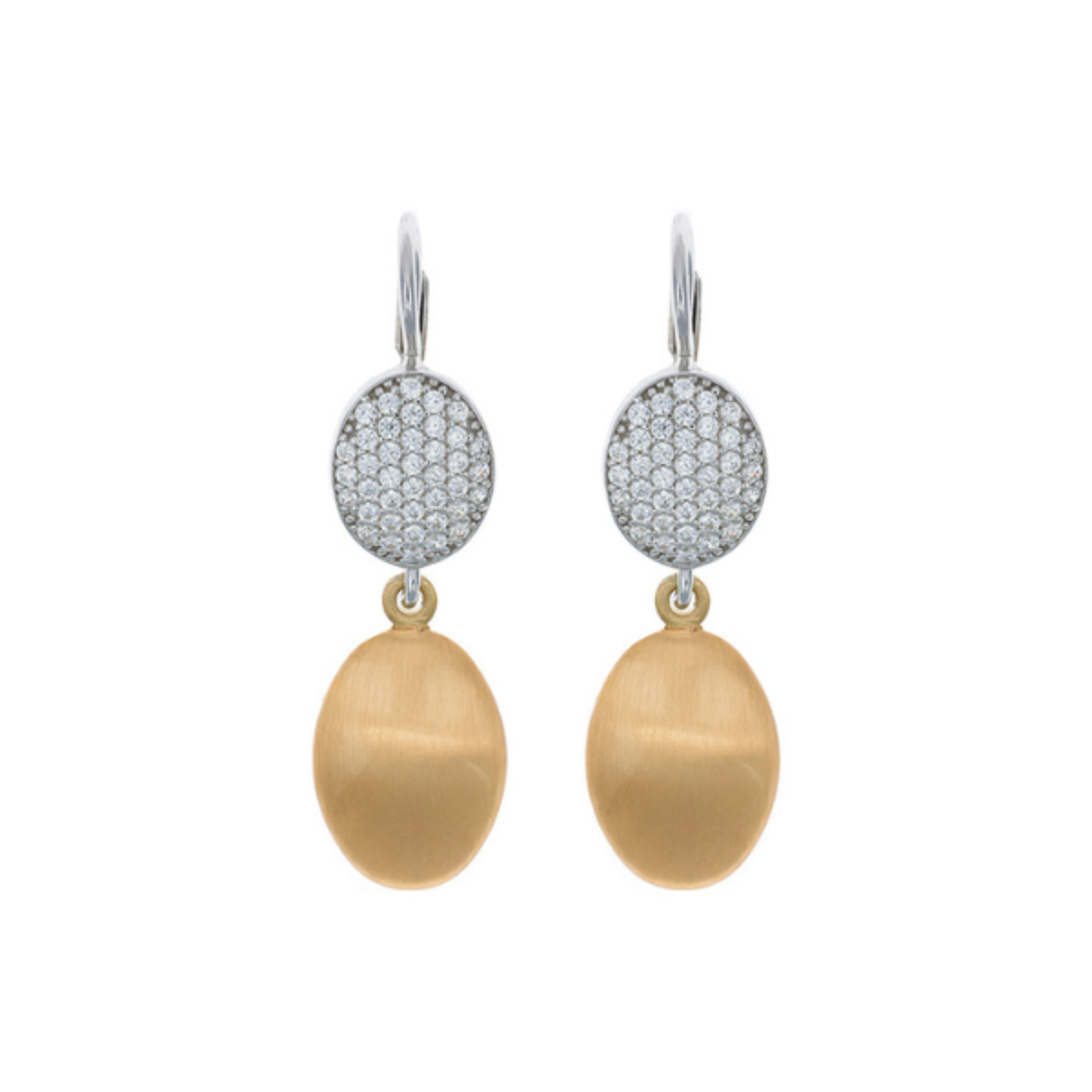 Ohrhänger oval, Pavé-Optik vergoldet