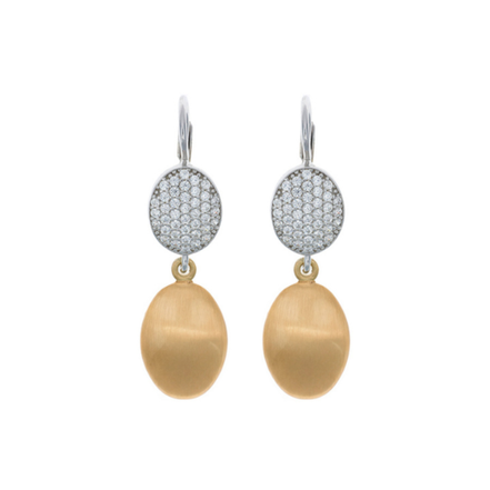 Ohrhänger oval, Pavé-Optik vergoldet