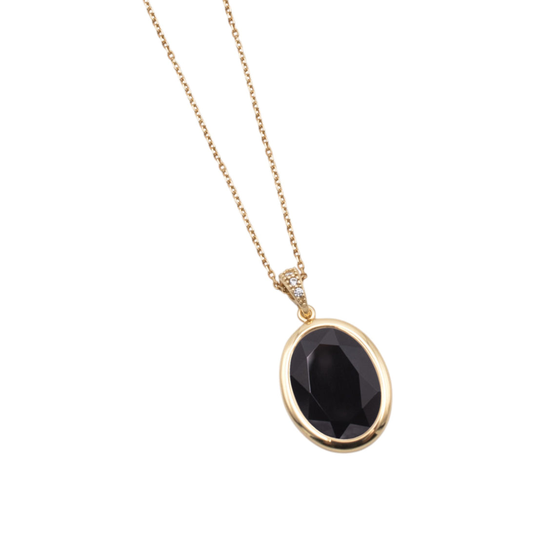 Kette mit Anhänger mit schwarzem Glas