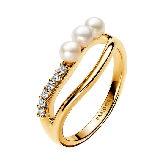 ESSENCE Ring Zirkonia und Perlen vergoldet