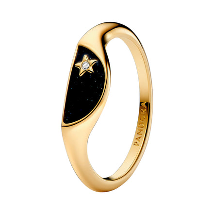 ME Ring Siegel Stern vergoldet