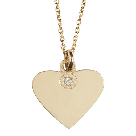 Goldene Halskette mit Herz-Anhänger und Diamant