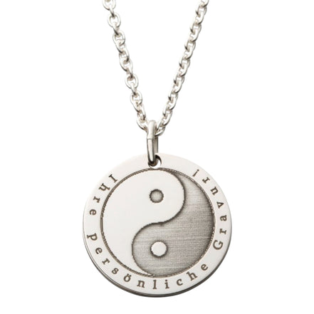 Gravierbare Halskette mit Yin und Yang Anhänger