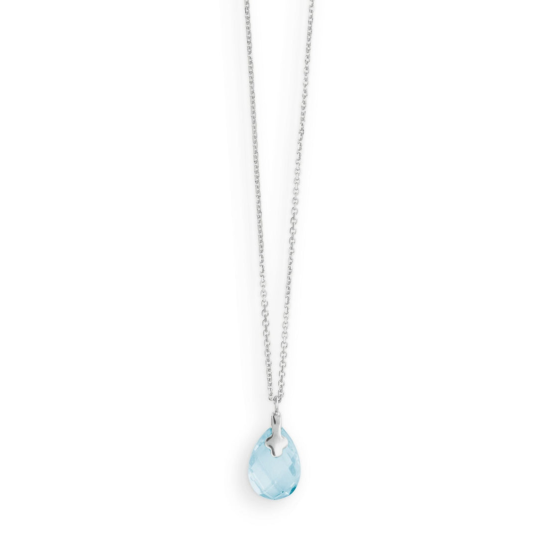 Halskette aus 585er Weißgold mit blauen Anhänger