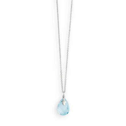 Halskette aus 585er Weißgold mit blauen Anhänger