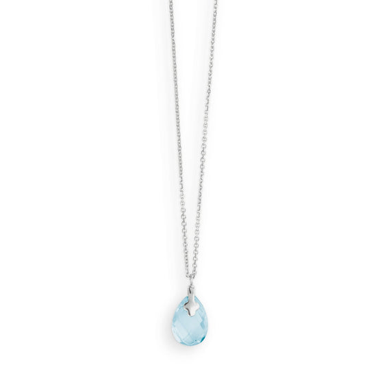 Halskette aus 585er Weißgold mit blauen Anhänger