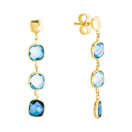 Goldene Ohrhänger mit blauen Topas