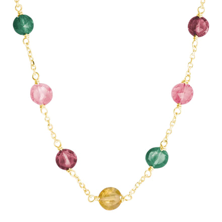 Goldenes Collier mit mehrfarbigen Turmalinen