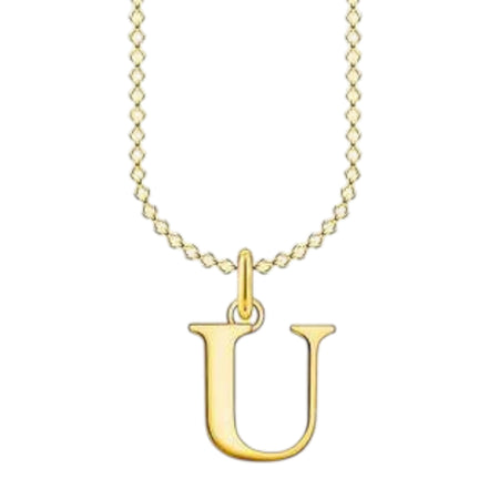 Kette mit Anhänger Buchstabe " U " Silber goldfarben