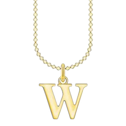 Kette mit Anhänger Buchstabe " W " Silber goldfarben