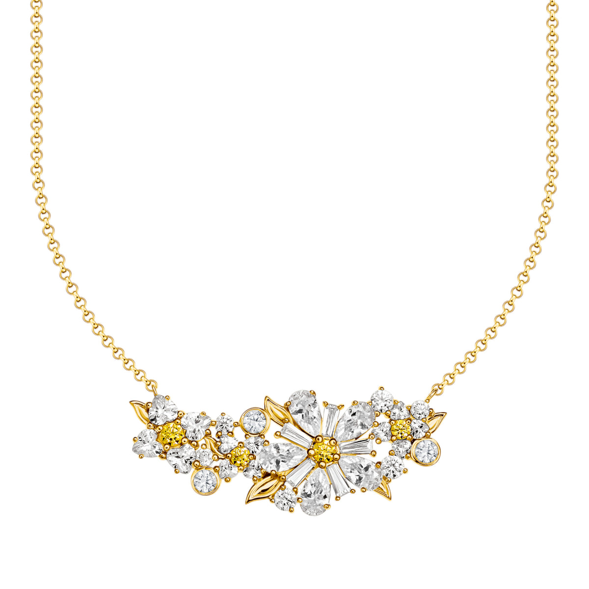 Kette Blume Zirkonia vergoldet