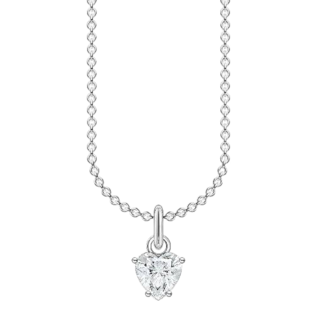 Kette "Herz-Anhänger" Zirkonia, Silber/Weiss