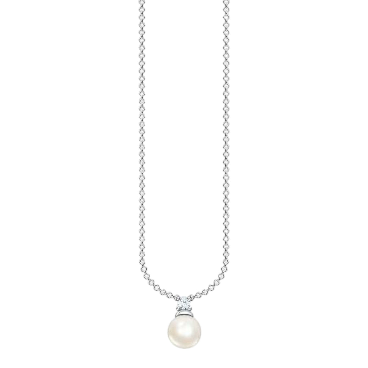 Kette mit Süßwasserzuchtperle und Zirkonia