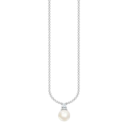 Kette mit Süßwasserzuchtperle und Zirkonia