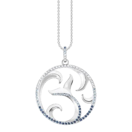 Kette "Schwanzflosse und Welle mit blauen Steine
