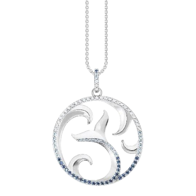 Kette "Schwanzflosse und Welle mit blauen Steine