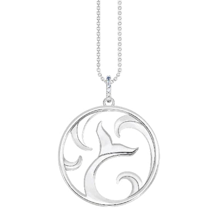 Kette "Schwanzflosse und Welle mit blauen Steine