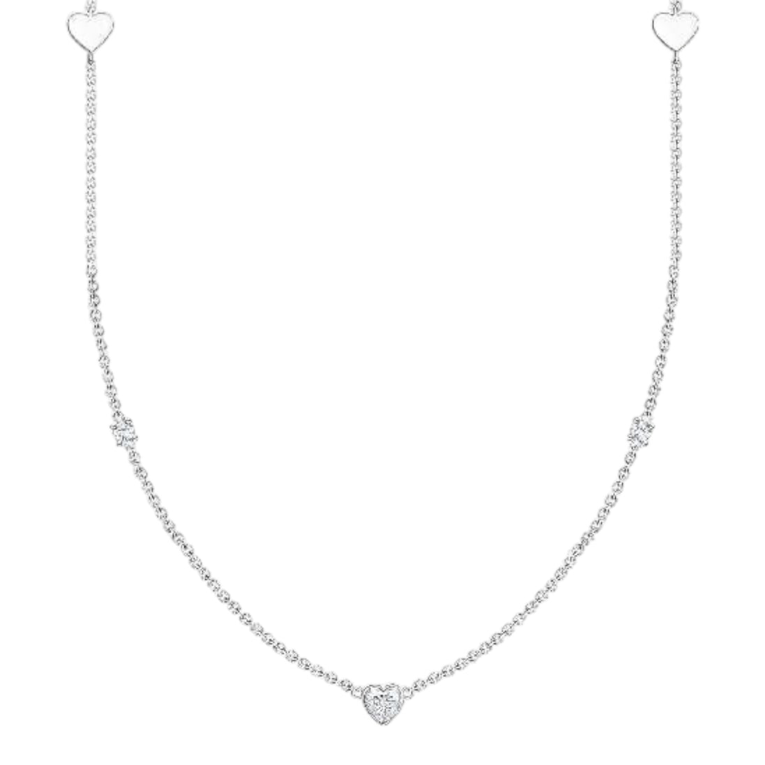 Kette "Herzen & Weisse Steine" Silber mit Zirkonia