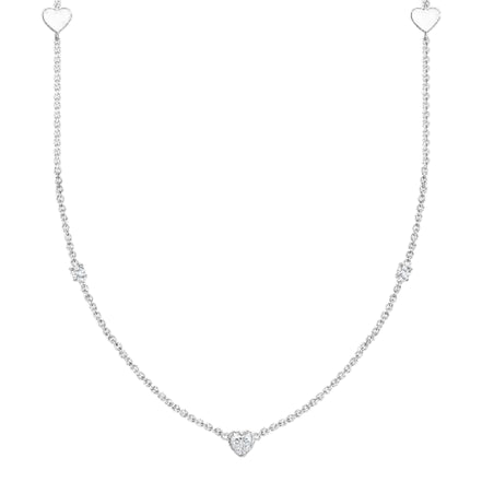 Kette "Herzen & Weisse Steine" Silber mit Zirkonia