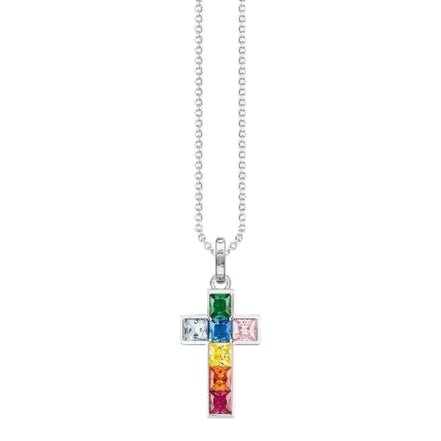Kette mit Anhänger "Kreuz Bunte Steine"