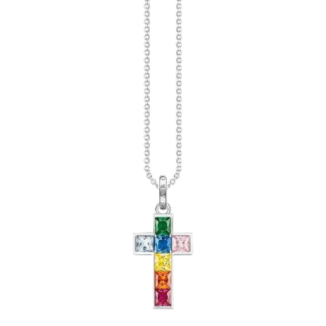 Kette mit Anhänger "Kreuz Bunte Steine"