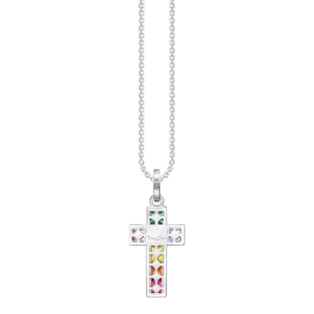 Kette mit Anhänger "Kreuz Bunte Steine"