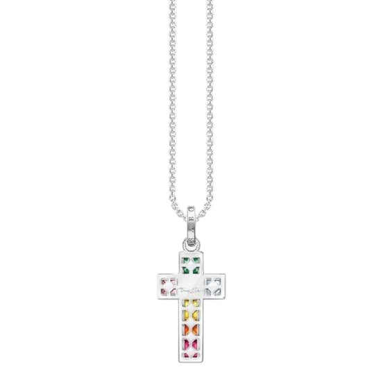 Kette mit Anhänger "Kreuz Bunte Steine"