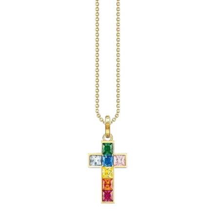 Kette mit Anhänger "Kreuz Bunte Steine"