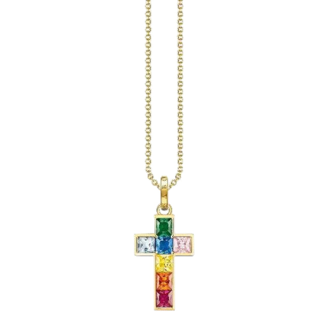 Kette mit Anhänger "Kreuz Bunte Steine"