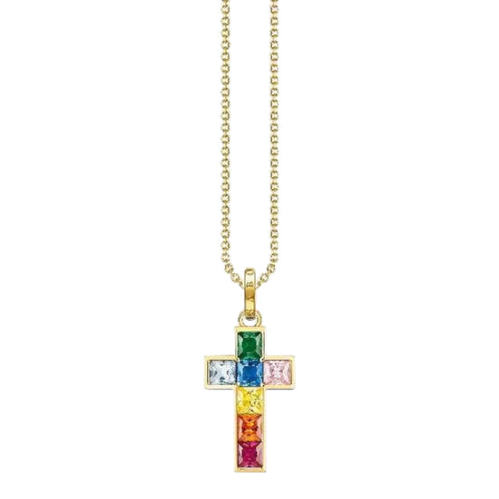 Kette mit Anhänger "Kreuz Bunte Steine"