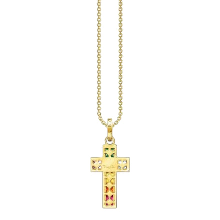 Kette mit Anhänger "Kreuz Bunte Steine"