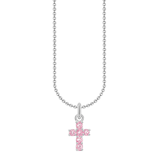 Kette mit Kreuz-Anhänger rosa