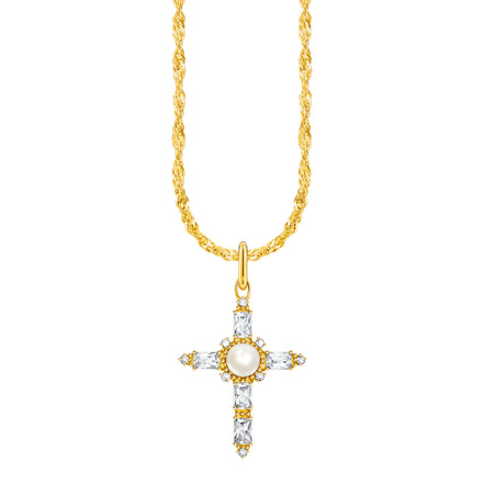 Kette True Romance Cross Vergoldet